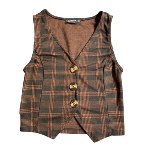 Lea & Sara Women's Plaid Button-Down Blouse